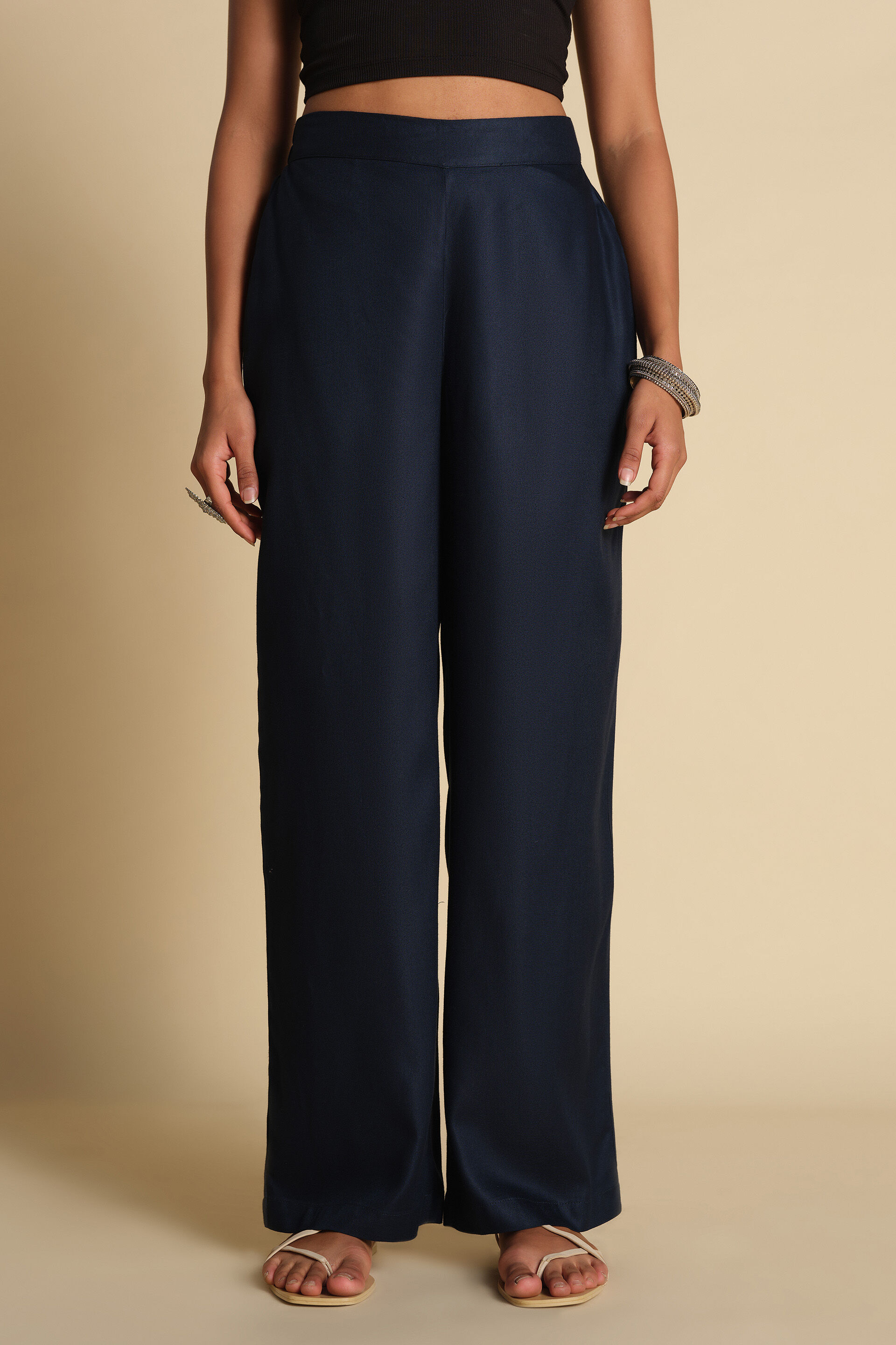 Versatile Straight Fit Navy Pants